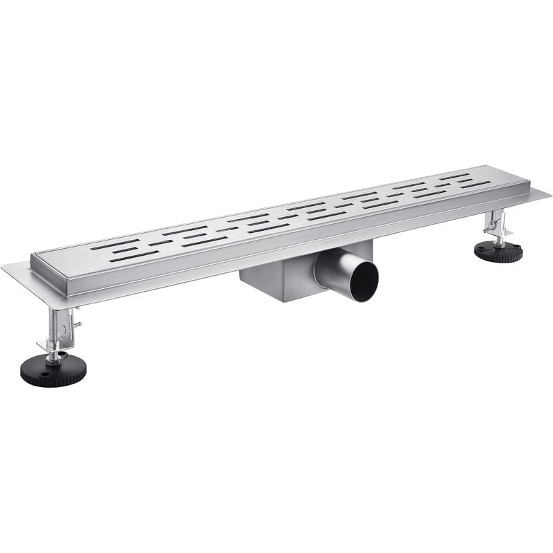 Caniveau de Douche Italienne en Acier Inox Siphon Sol d'évacuation pour Salle de Bain Rectangulaire en Modèle Lignes 120 cm - Acezanble
