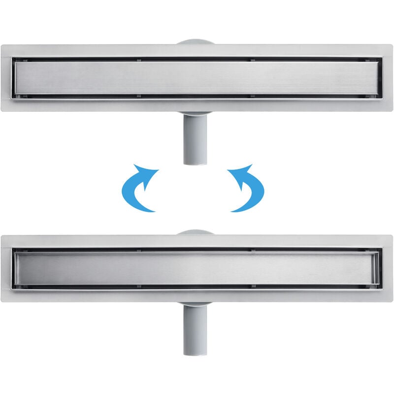 Caniveau de Douche Italienne en Acier Inox Siphon Sol Réglable 360 d'évacuation pour Salle de Bain Rectangulaire à Carreler 120 cm - Acezanble