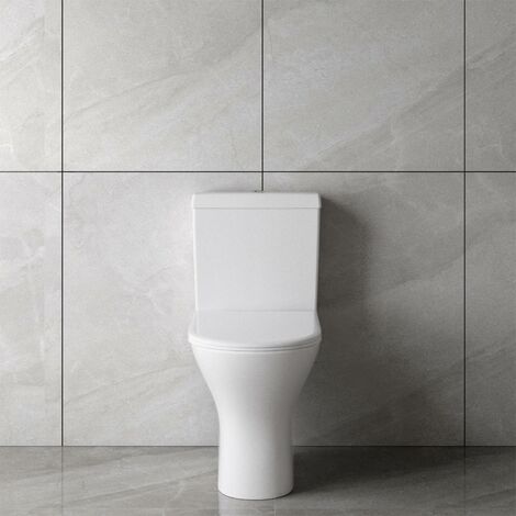 Acezanble Close Coupled Ceramic Toilet Modern Bathroom Round Soft Close Seat WC Pan Dual Flush Cistern