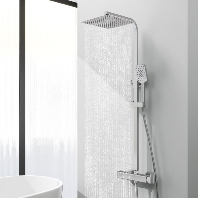 Colonne de douche avec mitigeur mécanique, douchette avec douche de tête carrée 25X25CM et 3 jets - Acezanble