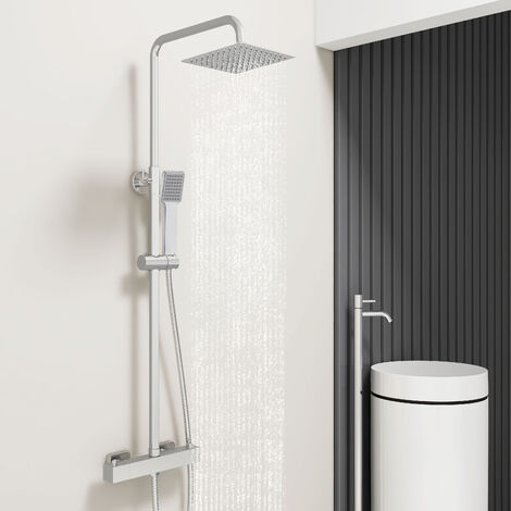 Acezanble Colonne de douche thermostatique noir,Colonne de douche avec mitigeur thermostatique baignoire,Ensemble de douche,Systeme de Douche Pluie pour Salle de Bain,chrome
