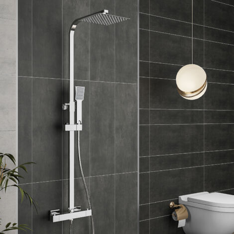 Acezanble colonne de douche thermostatique , robinet en laiton, douche de tête en acier inoxydable 20X20cm, hauteur réglable 800-1200mm