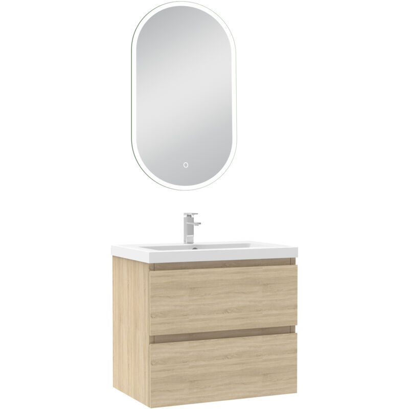 Ensemble meubles Salle de Bain 60cm vasque + miroir lumineux Chêne Wotan - Acezanble