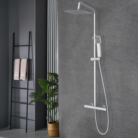 Acezanble Exposed Thermostatic Mixer Shower Cool Touch Square Twin Head Set