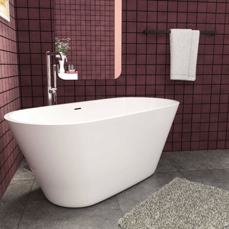 Acezanble High Quality White Acrylic Bathtub 1500x700mm Modern Freestanding Double Ended