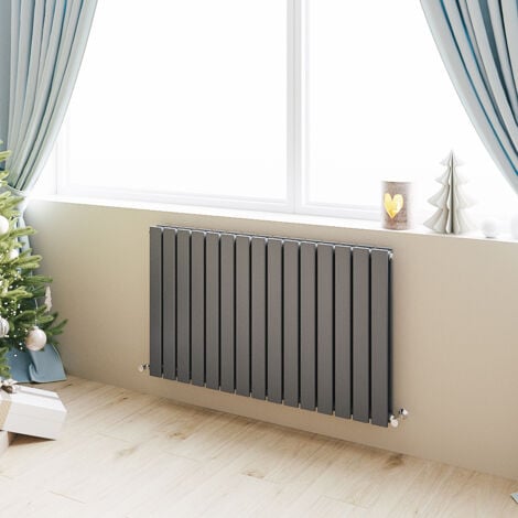 Acezanble Horizontal Flat Panel Radiator Central Heating Rad 600x1020mm Double Anthracite