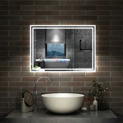 Acezanble LED Bathroom Mirrors with Bluetooth Speaker Adjustable Colors, Anti-Fog, 6500K Cool White Light + 4600K Warm White Light + 2700K Warm Light 50x70cm