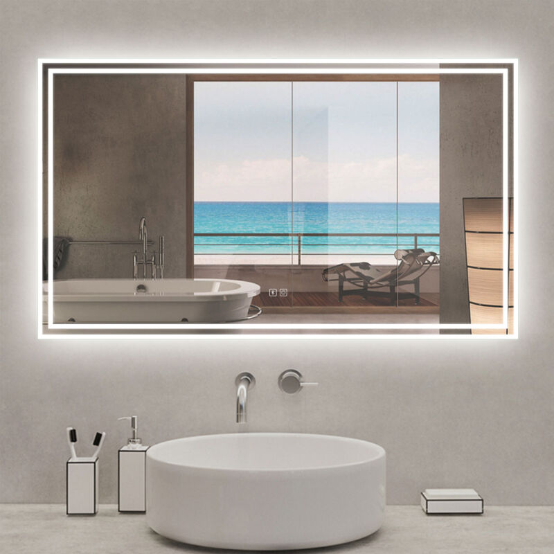 Acezanble Miroir lumineux 160 x 80cm, bluetooth + 3 couleurs + dimmable + anti-buée + mémoire, miroir salle de bain led