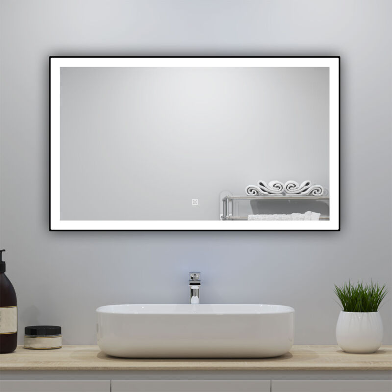 Miroir lumineux 120x70cm avec Anti-buée + 3 Couleurs + Dimmable, led Miroir salle de bain - Acezanble