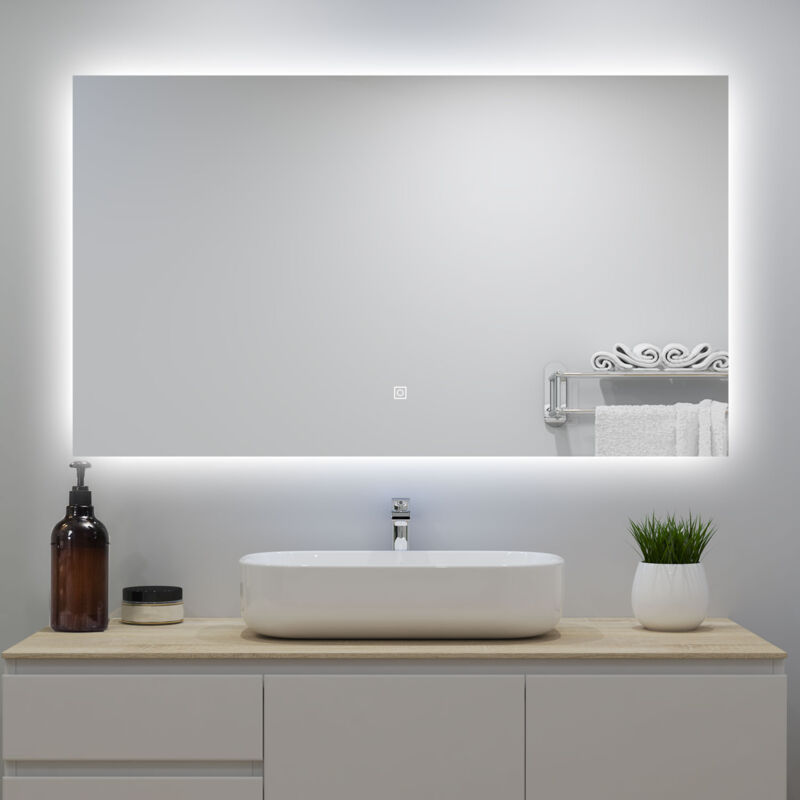 Acezanble - miroir lumineux 120x70cm avec Anti-buée + Dimmable, Mural Miroir salle de bain