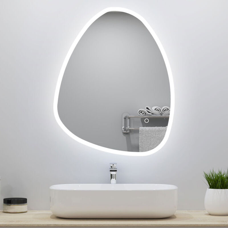 Acezanble Miroir lumineux 80 x 55cm acve 3 couleurs + dimmable + anti-buée + mémoire, miroir salle de bain led