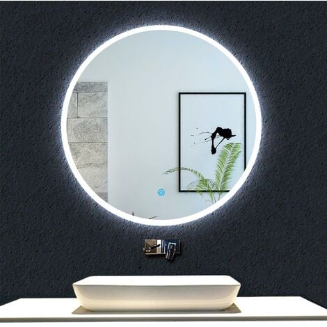 Acezanble Miroir Lumineux de Salle de Bain Rond 90/100/120cm avec Éclairage, Miroir Mural LED Anti-Buée, Miroir de Salle de Bain Réglable avec Éclairage