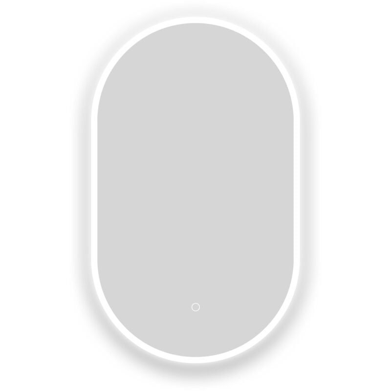 Miroir lumineux ovale l.50 x H.70cm avec Anti-buée + Dimmable, Mural Miroir salle de bain - Acezanble