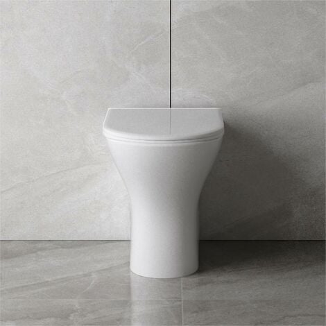Acezanble White Back To Wall Modern Bathroom Round Ceramic Toilet Soft Close Seat WC BTW Pan