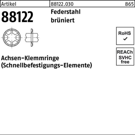 Achsen-Klemmringe Federstahl FD 10 x 18,0 x 1,8 brüniert S 500 Stk
