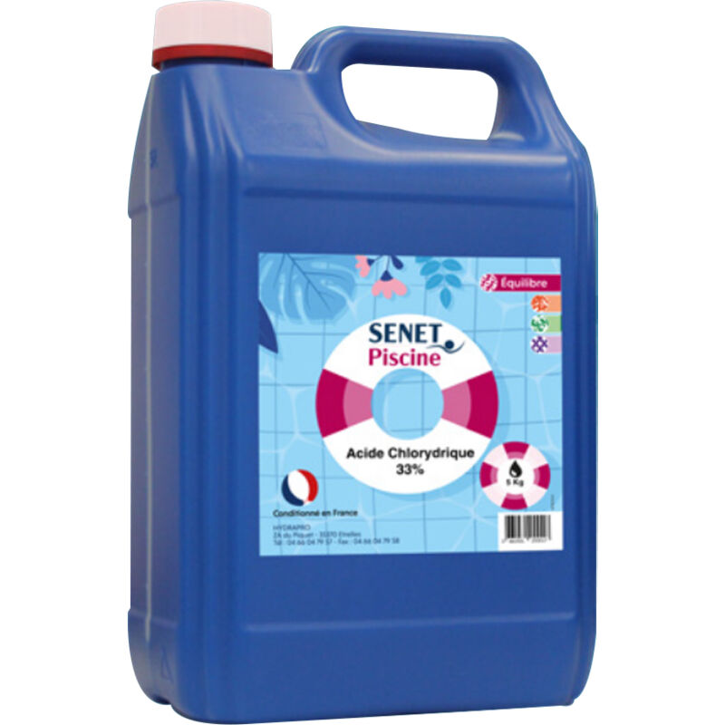 Hydrapro - Acide chlorhydrique 33, Diminution du tac et détartrage - Bidon de 24Kg - senet Piscine