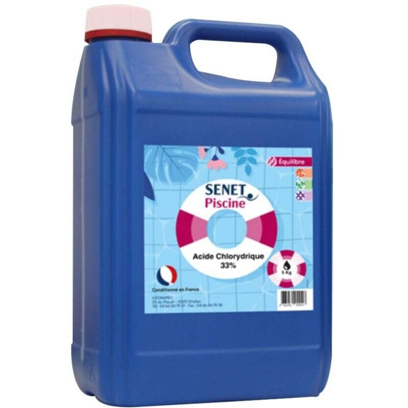 Hydrapro - Acide chlorhydrique 33, Diminution du tac et détartrage - Bidon de 5Kg - senet Piscine