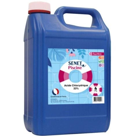 HYDRAPRO Acide chlorhydrique 33, Diminution du TAC et détartrage - Bidon de 5Kg - SENET Piscine