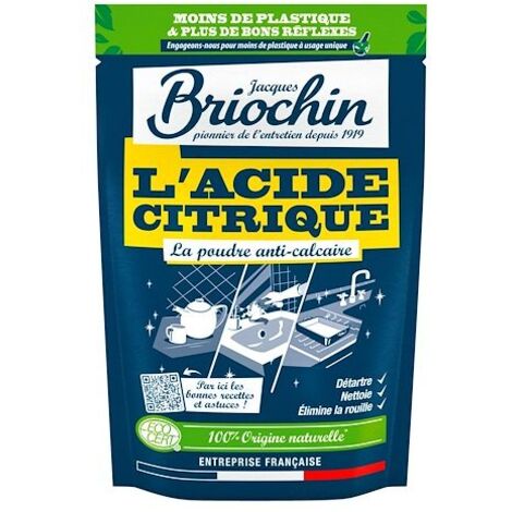 Acide citrique 450 g – Détartrant ultra-puissant – Poudre 100% naturelle – Élimine calcaire et tartre – Maison Briochin