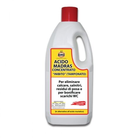 ACIDO CONCENTRATO MADRAS per eliminare salnitri, calcare, residui di posa 2 lt