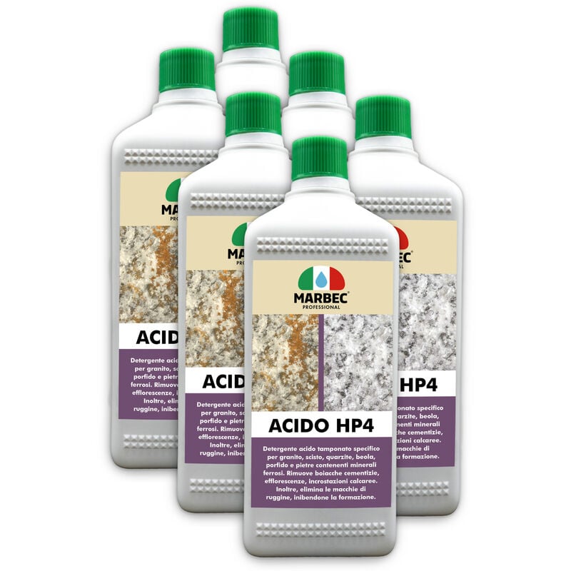 Image of Acido HP4 1LTx6PZ Detergente acido tamponato specifico per la pulizia disincrostante di granito, quarzite, porfido,e pietre contenenti materiali