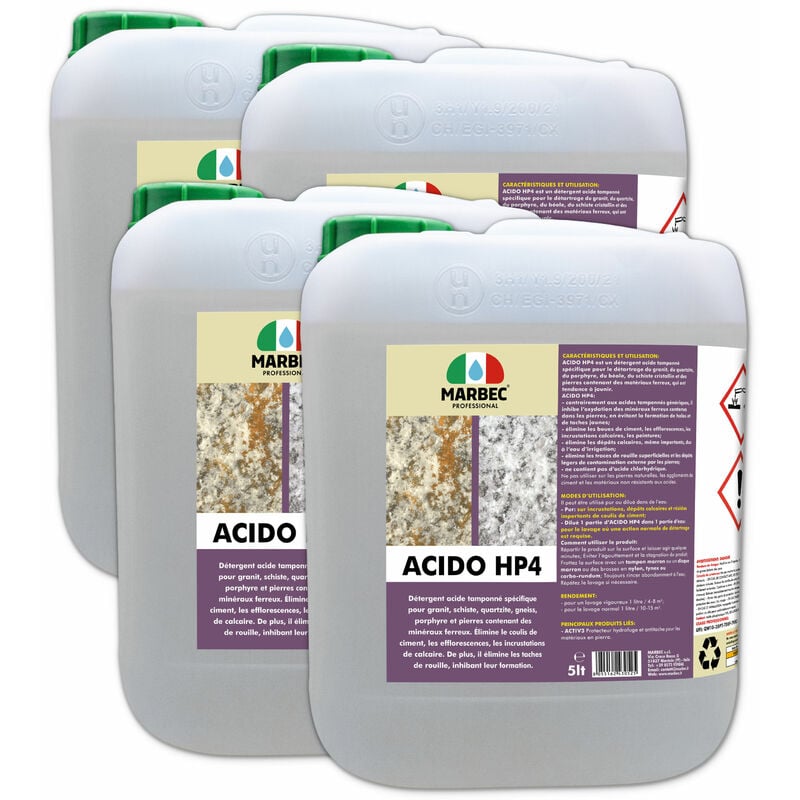 Image of Acido HP4 5LTx4PZ Detergente acido tamponato specifico per la pulizia disincrostante di granito, quarzite, porfido,e pietre contenenti materiali