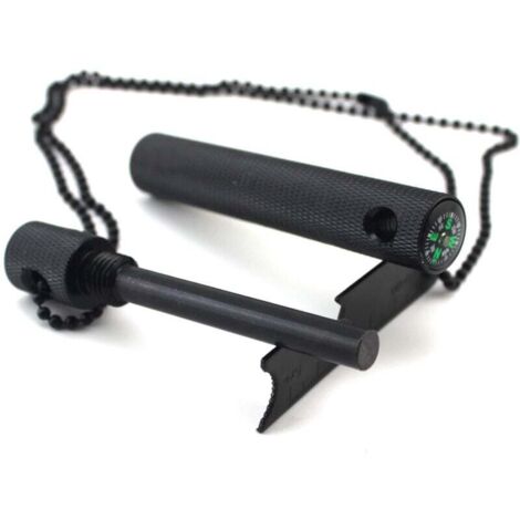 Acier à Silex dans Un boîtier en Aluminium Robuste Noir Allume-feu Survie Camping Chasse 6 cm 9 000 allumages décapsuleur Briquet extérieur