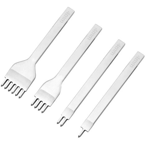 Acier blanc 3/4/5/6mm outils d'artisanat du cuir perforateur en cuir avec 1/2/4/6 griffes bricolage diamant dentelle couture ciseau outil 4 pièces (4mm)