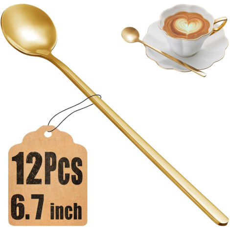 acier inoxydable 410 argentCuillère à café en acier inoxydable 304 de haute qualité, cuillère à café dorée, cuillère à dessert, petite cuillère ronde pour remuer le café.