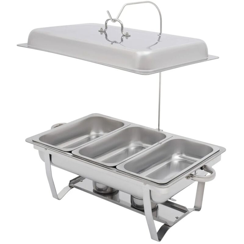 Acier Inoxydable Bain Marie Chauffe-Plats Réchaud Récipient Thermique Buffet Restauration Partie Ensemble 3 Litres (Chaque Plaque)