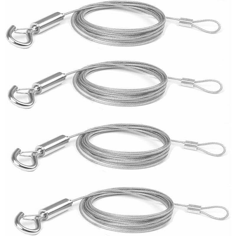 Trimec - Acier Inoxydable Câble, 4 Pièces Câble Métallique en Acier Inoxydable, Fil Suspension Cadre, Inoxydable Câble Acier Galvanisé, Câble