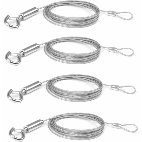 Acier Inoxydable Câble, 4 Pièces Câble Métallique en Acier Inoxydable, Fil Suspension Cadre, Inoxydable Câble Acier Galvanisé, Câble Réglable Pour Suspendre des Photos et des Lampes de Bricolage LITZE