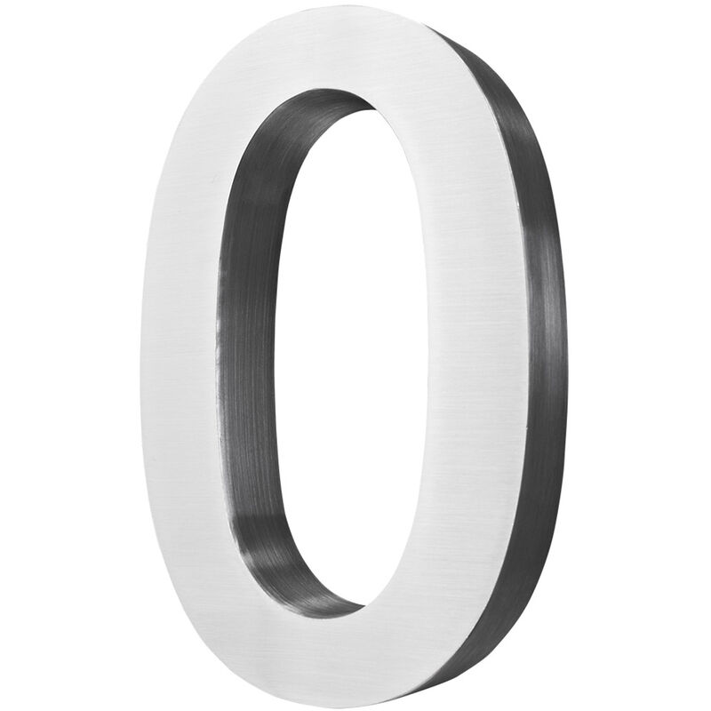Acier inoxydable Numéro de maison 20 cm Grand 0 Signe de numéro de maison Numéros de maison Signe Brossé 3D Arial V2Aox