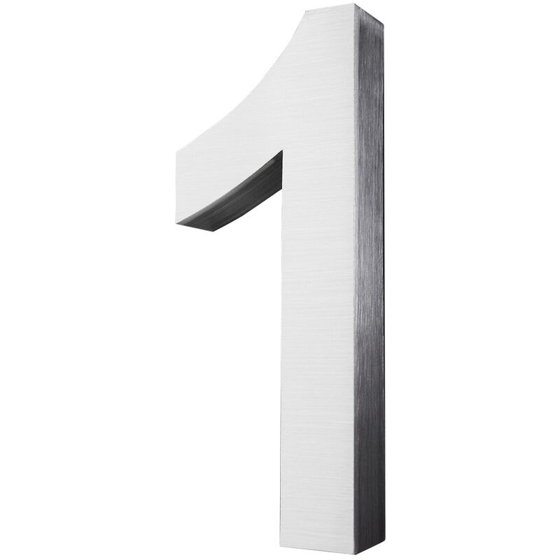 Acier inoxydable Numéro de maison 20 cm Grand 1 Signe de numéro de maison Numéros de maison Signe Brossé 3D Arial V2aox