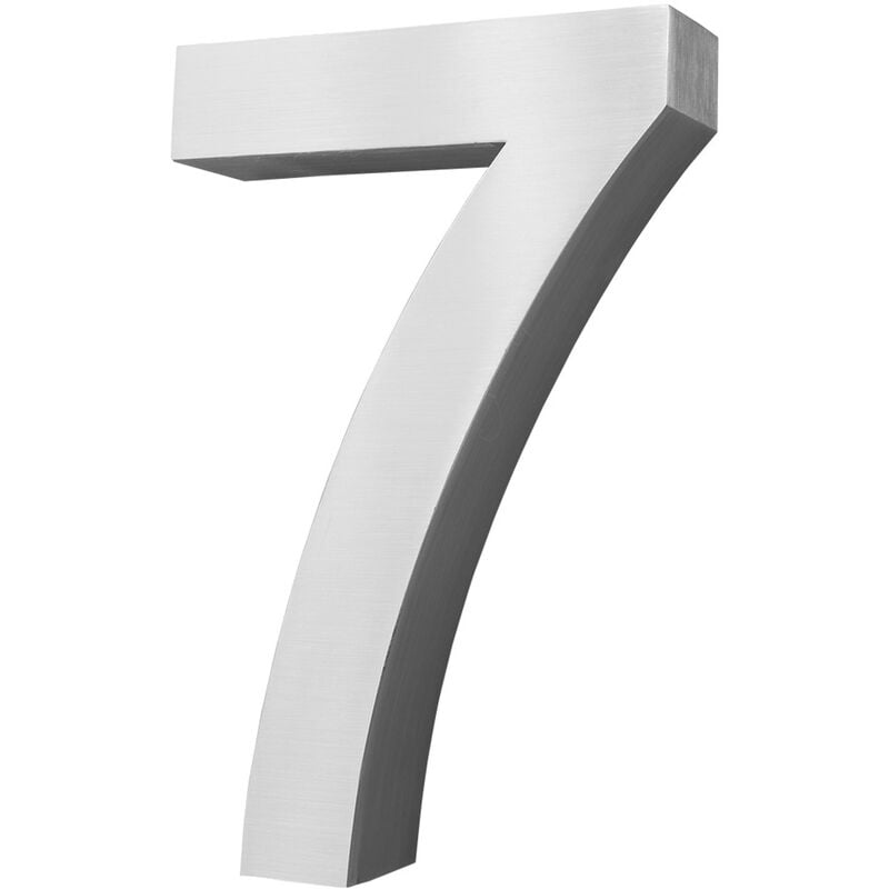 Acier inoxydable Numéro de maison 20 cm Grand 7 Signe de numéro de maison Numéros de maison Signe Brossé 3D Arial V2aox