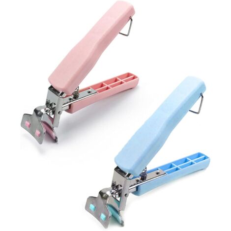 Acier Inoxydable Plat Chaud Assiette Bol Clip Retriever Anti-Chaude Antidérapant Cuisine Pince pour Déplacer Plaque Chauffante Bols 2 Pcs Rose Bleu,