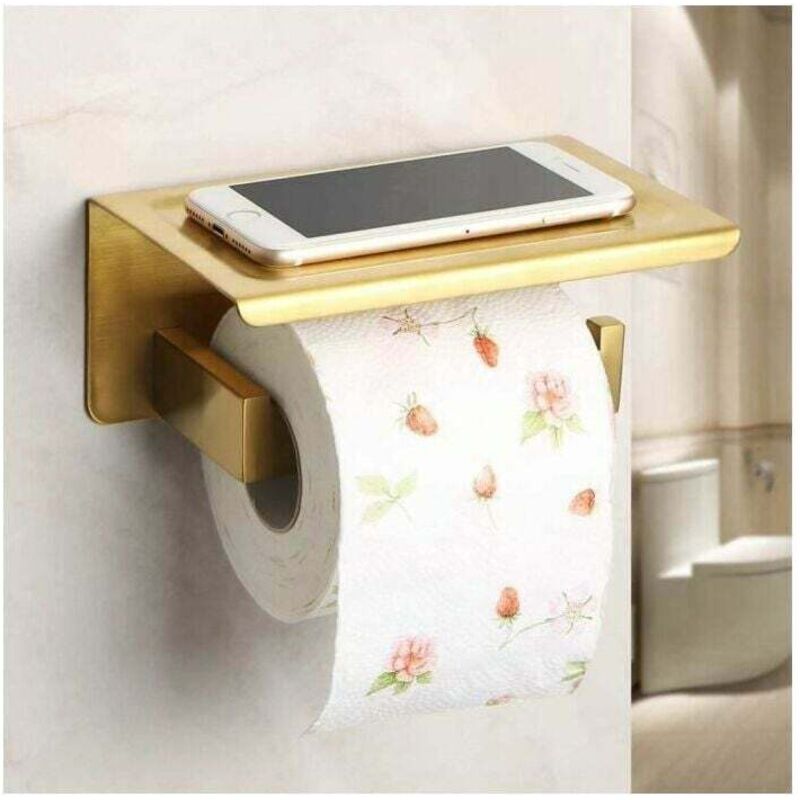 Acier Inoxydable Porte-Rouleau de Papier Hygiénique Mural Porte Papier, Finition Dorée Brossée en Acier Inoxydable 180 x 115 x 80 mm