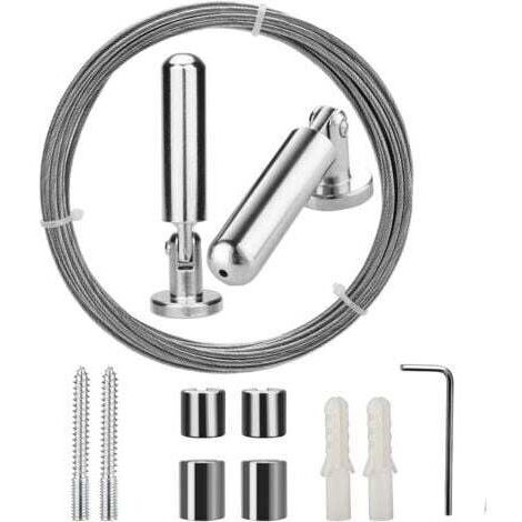 Acier Inoxydable Rideau Tension Fil Pincer Clips Net Rideau Tieback Rod Set Photo Suspendus 5 Mètres
