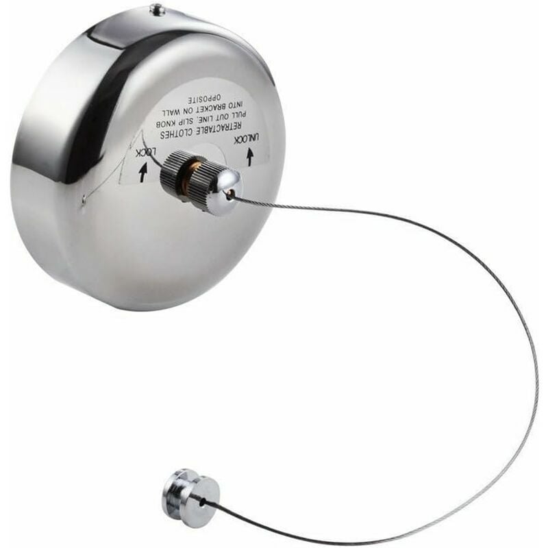 Acier Inoxydable Rétractable Étendoir à Vetements Extensible Poli Chromé Séchoir à Linge Corde Réglable 2.8m Interieur Exterieur Balcon