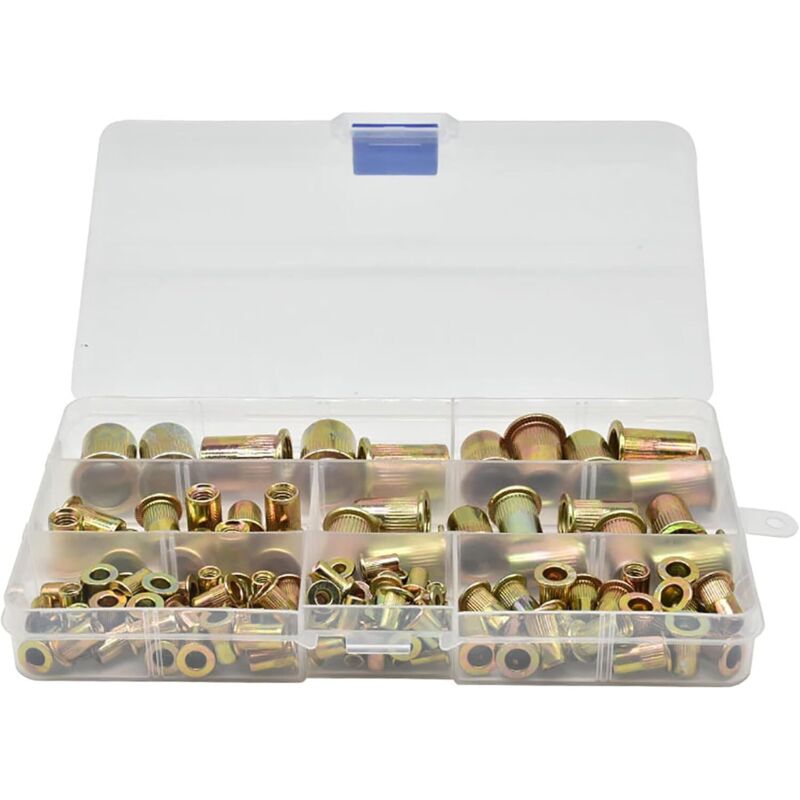 Acier Rivet Rivets Inserts éCrous - Assortiment Inoxydable éCrou Outil Plat D'éCrous Aveugles Ensemble Capuchons Carbone Galvanisé Filetage TêTe