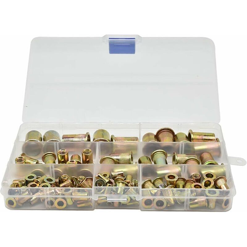 Acier Rivet Rivets Inserts éCrous - Assortiment Inoxydable éCrou Outil Plat D'éCrous Aveugles Ensemble Capuchons Carbone Galvanisé Filetage TêTe