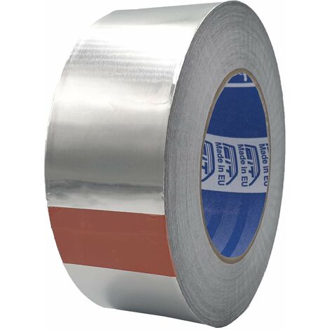 ACIT Nastro alluminio adesivo professionale, nastro per riparazioni resistente al calore, all'acqua, al freddo e alle alte temperature, nastro metallico adesivo (Con liner, 50m x 50mm)