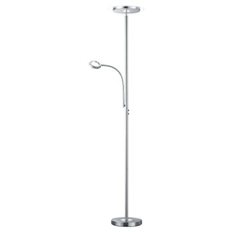 ACKBAR PIANTANA LED 2 LUCI TONDE ACCIAIO E CROMO DIMMERABILE H. 180 3000K 2000LM 18W DIMMERABILE