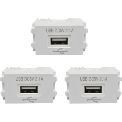 ACKERMAN - 3 x Panneau de charge pour téléphone mobile Module d’alimentation USB Prise 220V Transformateur 5V 2.1 Adaptateur de prise USB Prise d’alimentation