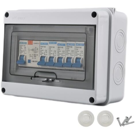 Ackerman Tableau électrique complet, 6 circuits, 63A 220V, IP65, protection contre les surcharges, pour usage domestique et industriel