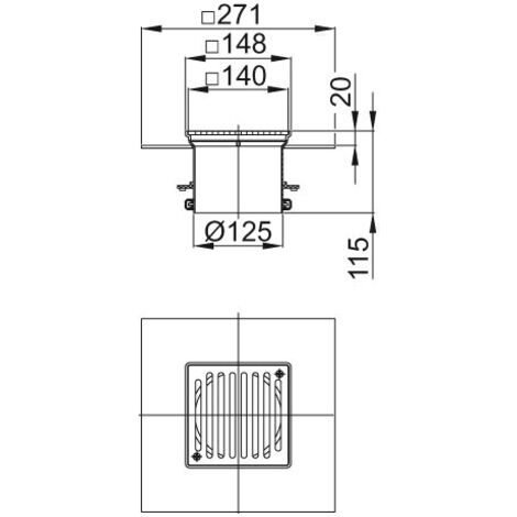 ACO Aufsatzstück 148x148/ K3/ V2A/ rutschh., 9406.89.33