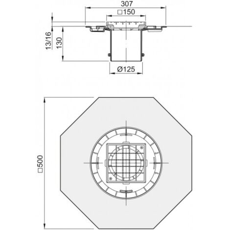 ACO Aufsatzstück AV-Selecta 150x150/L15 Kst./ rutschh./Rost V2a/ lose eingelegt, 5141.97.22