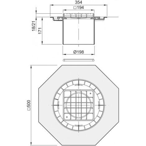 ACO Aufsatzstück AV-Selecta PP 196x196/ L15/ rutschh./mit Rost, 5084.97.00