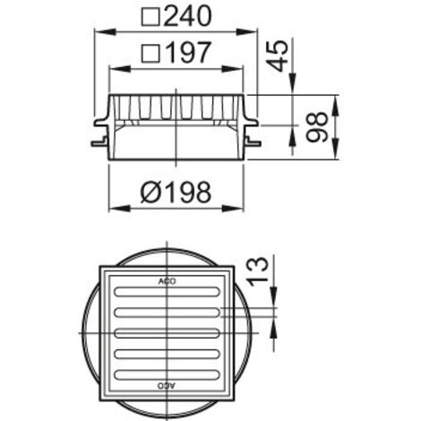 ACO Aufsatzstück Gusseisen 197x197/ M125/ Anstrich, 5084.82.00