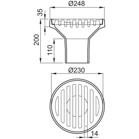 ACO Bodenablauf Guss DN100/90 Grad/M125/Rost rund/Anstrich, 5191.05.00